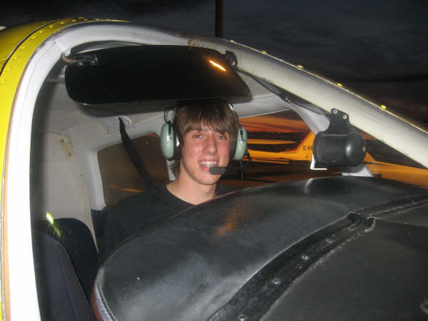 Jonathan Radimaker in Cherokee GODP after his Frist Solo Flight on August 22, 2007.  Langley Flying School